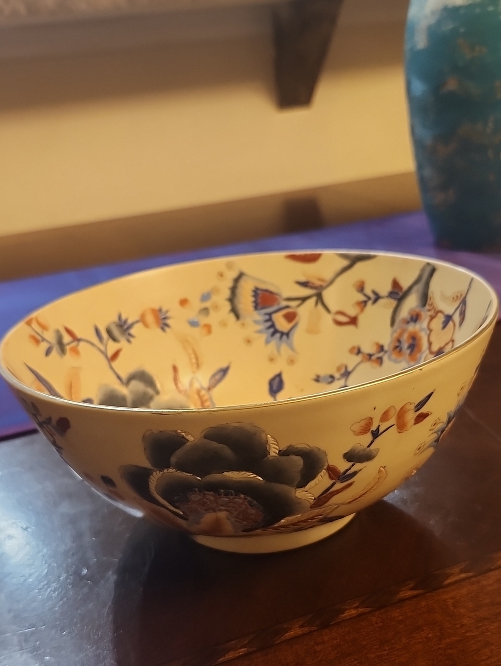 Hand-Painted Asian PorcelainFloral Bowl.
